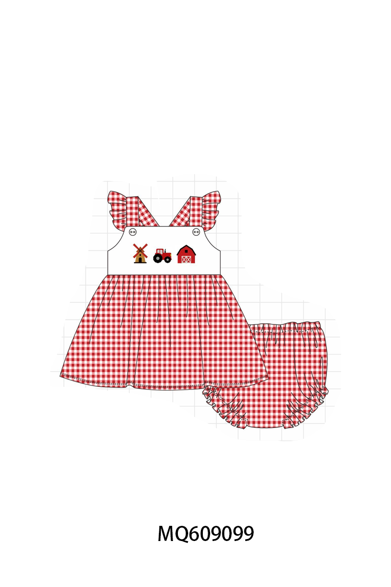 PO106 Red farm embroidery gingham collection - ETA APRIL