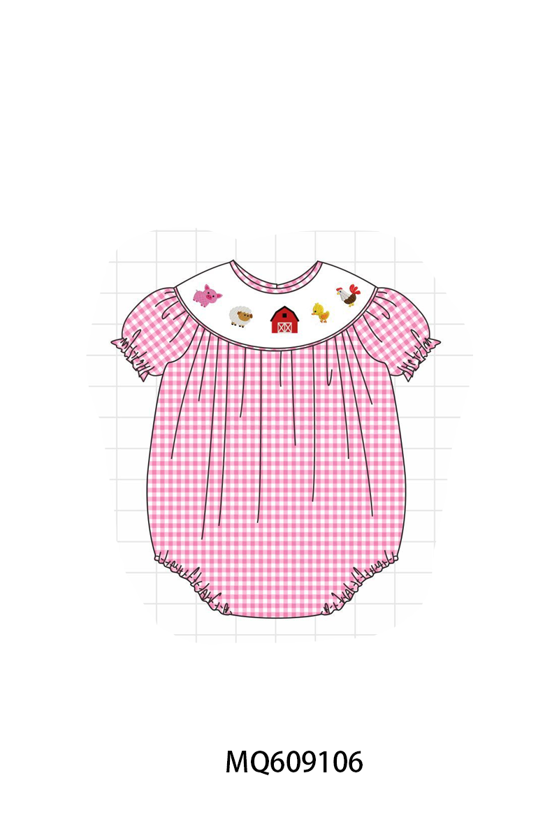 PO106 Pink&blue farm embroidery gingham collection - ETA APRIL