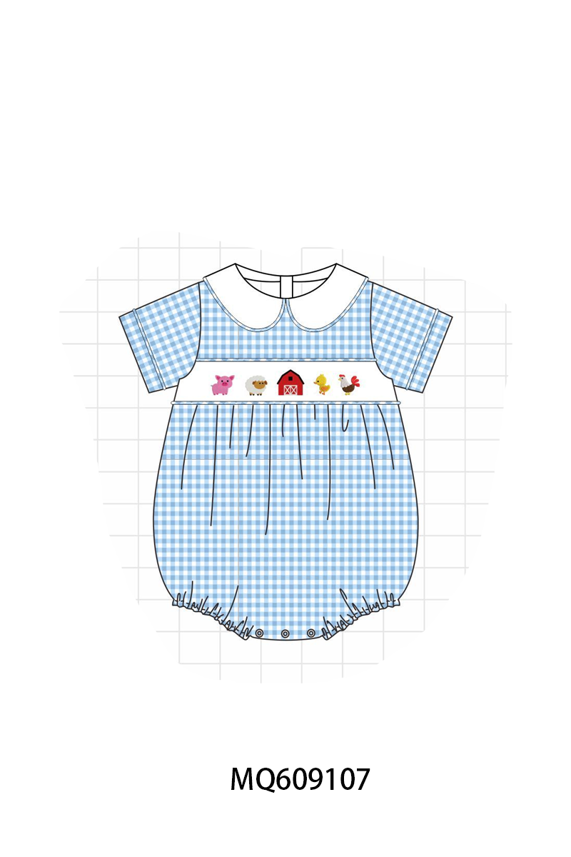 PO106 Pink&blue farm embroidery gingham collection - ETA APRIL