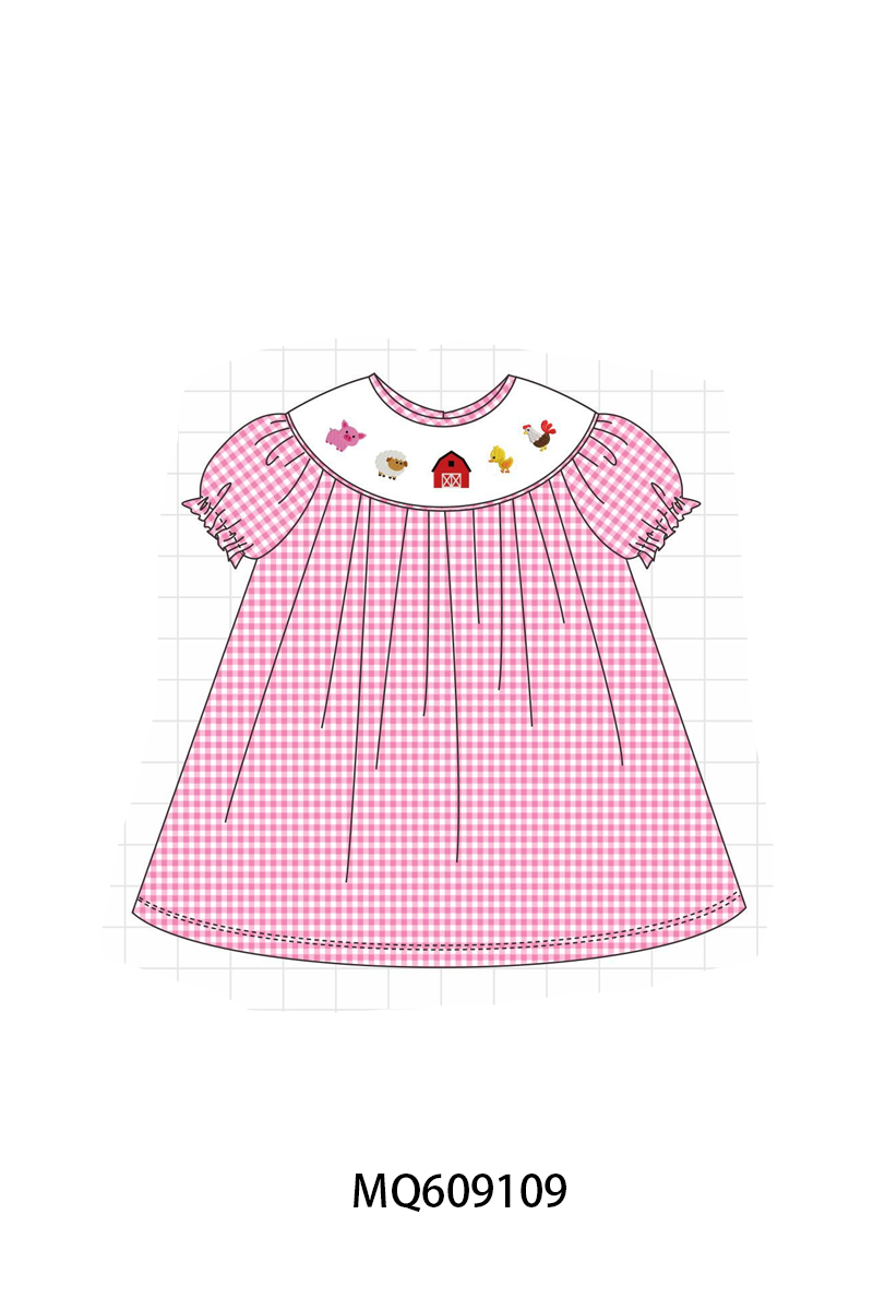 PO106 Pink&blue farm embroidery gingham collection - ETA APRIL
