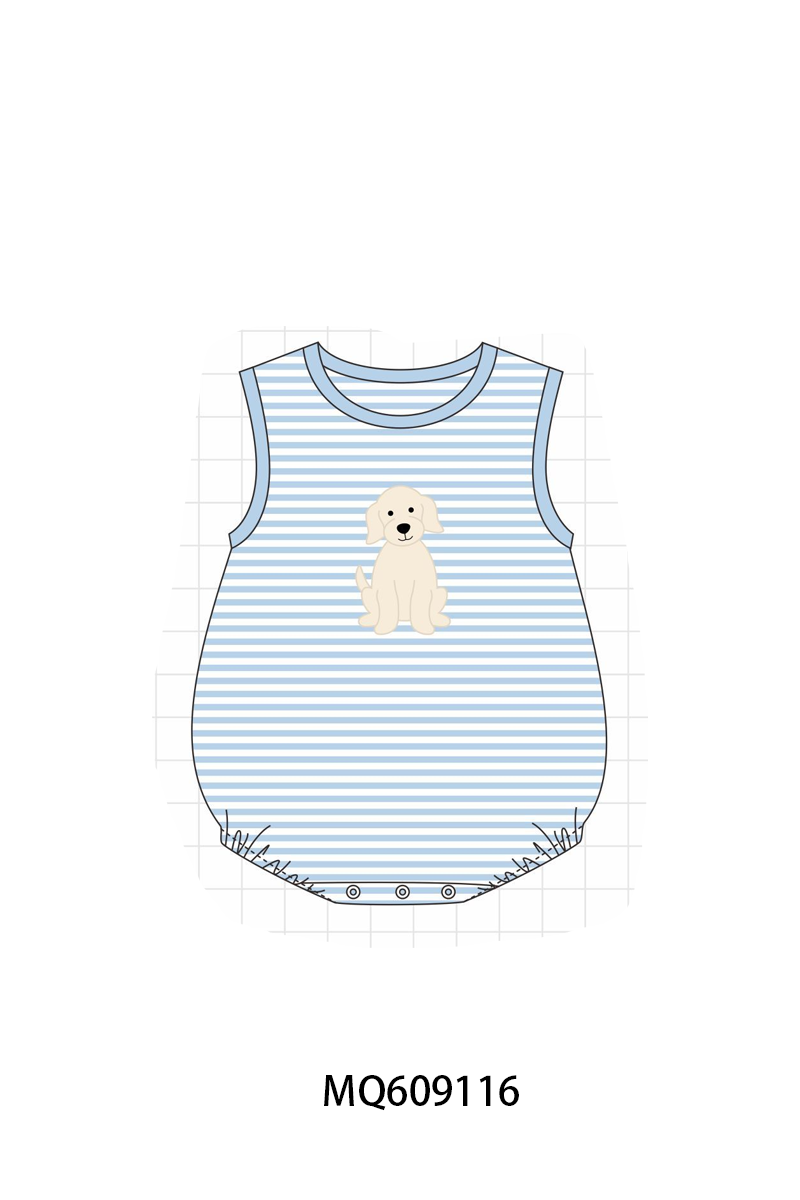 PO106 Blue&pink stripe puppy embroidery collection - ETA APRIL