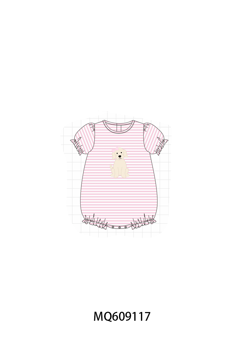 PO106 Blue&pink stripe puppy embroidery collection - ETA APRIL