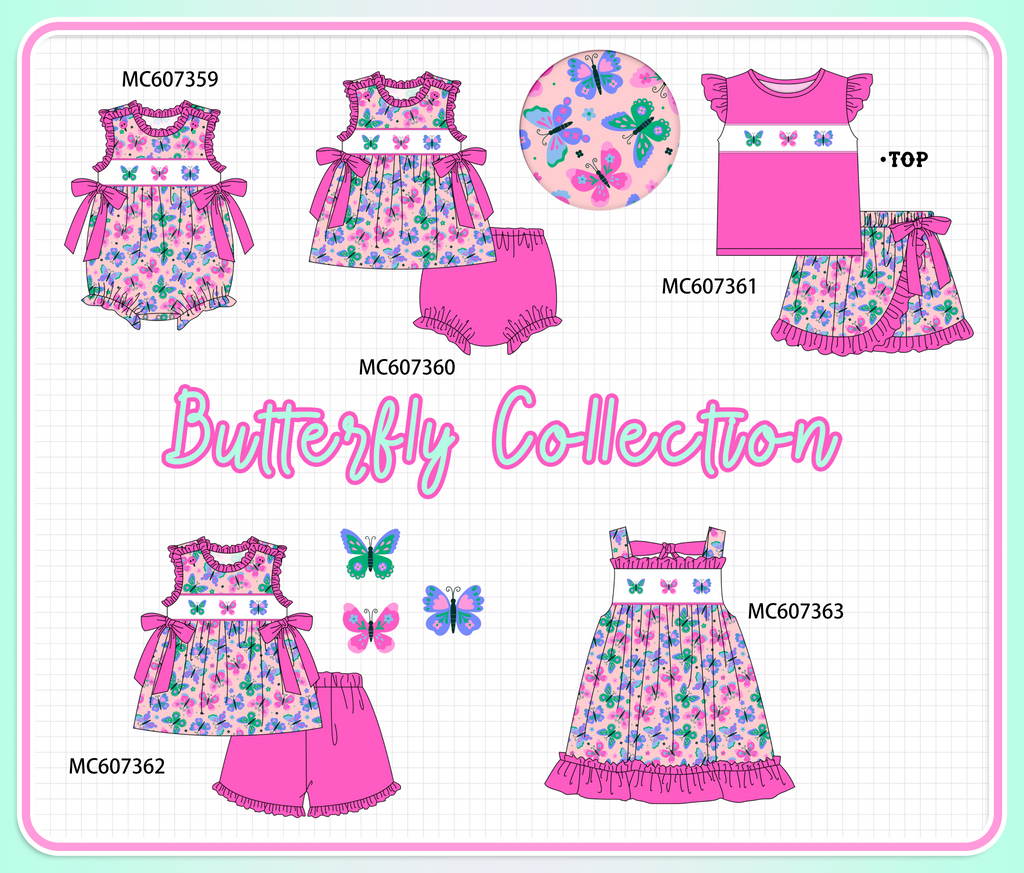 PO99 Magenta butterfly embroidery ruffle collection