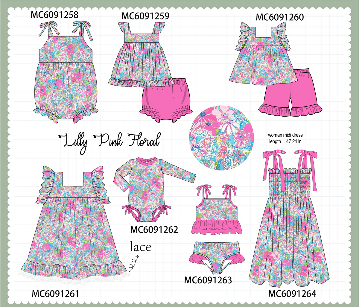 PO107 Magenta lilly floral ruffle collection  ETA MARCH