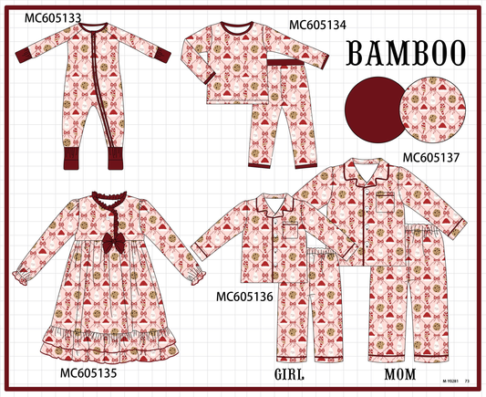 PO92 Maroon christmas milk candy cane bow bamboo collection - ETA early November to LC