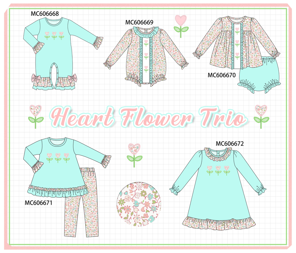 PO96 Mint floral heart embroidery collection - ETA December to LC