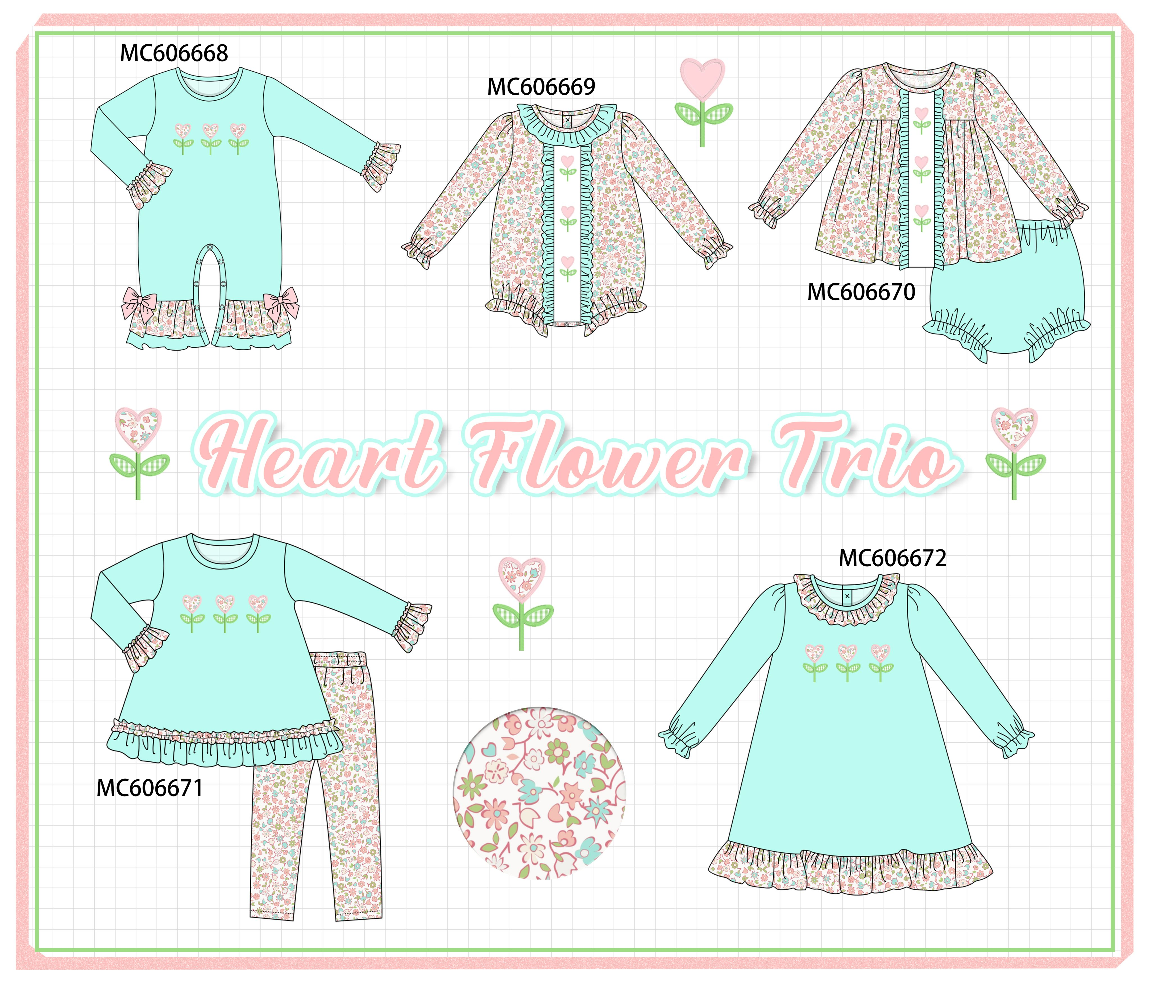 PO96 Mint floral heart embroidery collection - ETA December to LC