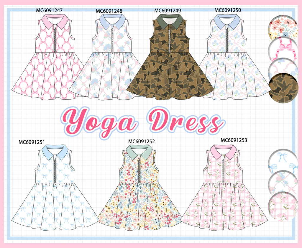 PO107 Multicolored bow floral camo zipper dress collection  ETA MARCH