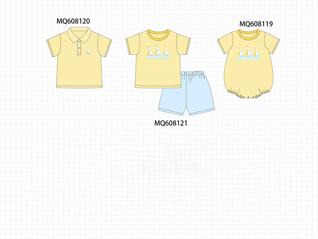 ETA MARCH 2026-po103 Mustard sailboat embroidery stripe collection