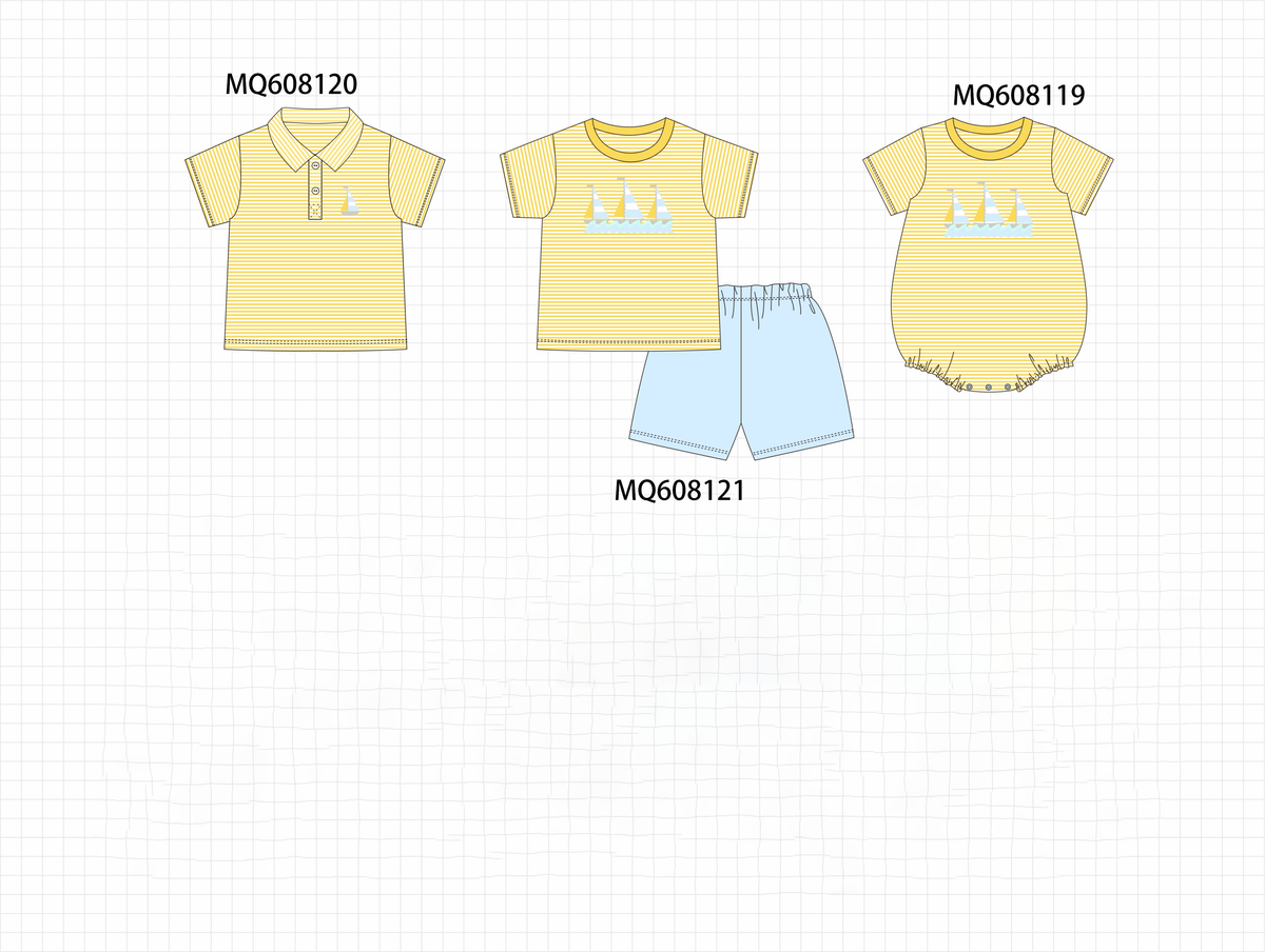 ETA MARCH 2026-po103 Mustard sailboat embroidery stripe collection