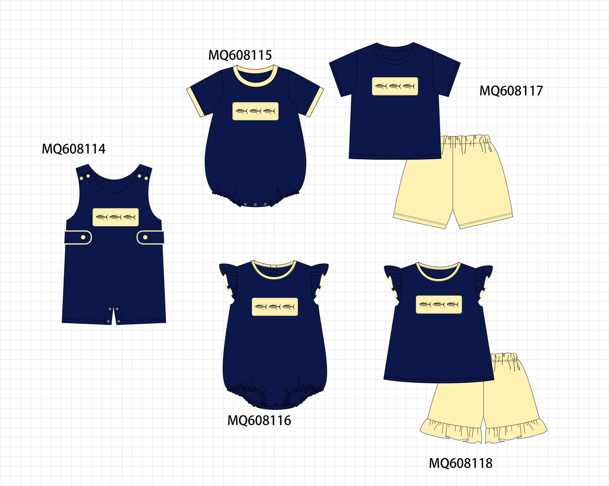 ETA MARCH 2026-po103 Navy fish embroidery collection
