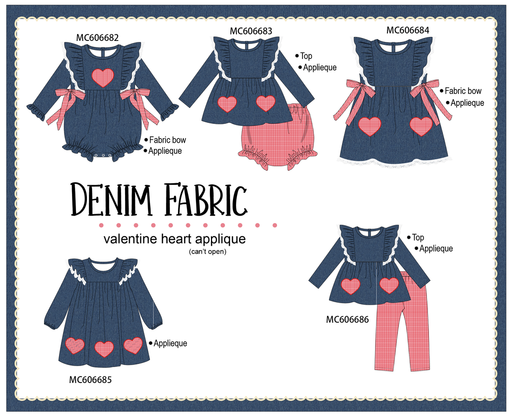 PO96 Navy heart applique denim collection - ETA December to LC