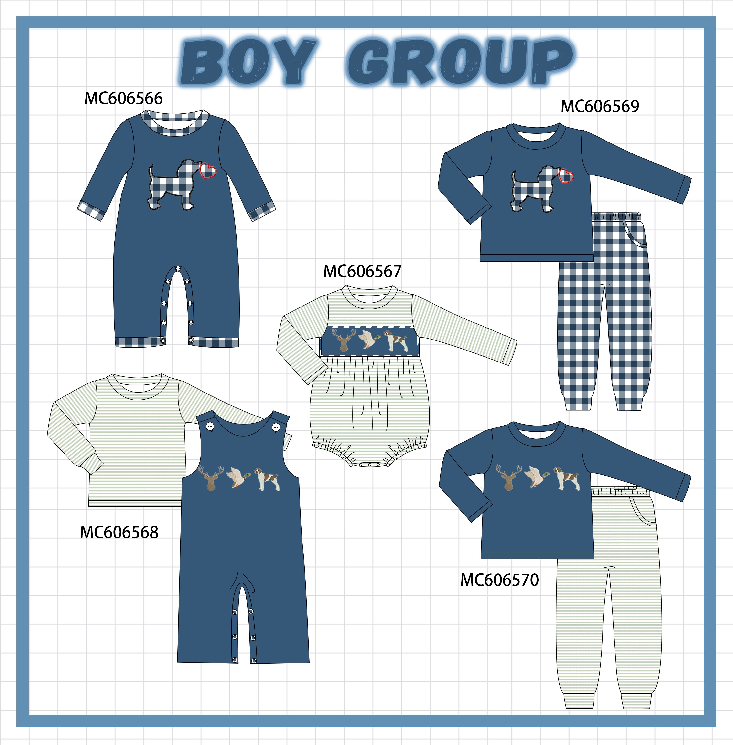 PO96 Navy hunting embroidery stripe collection - ETA December to LC