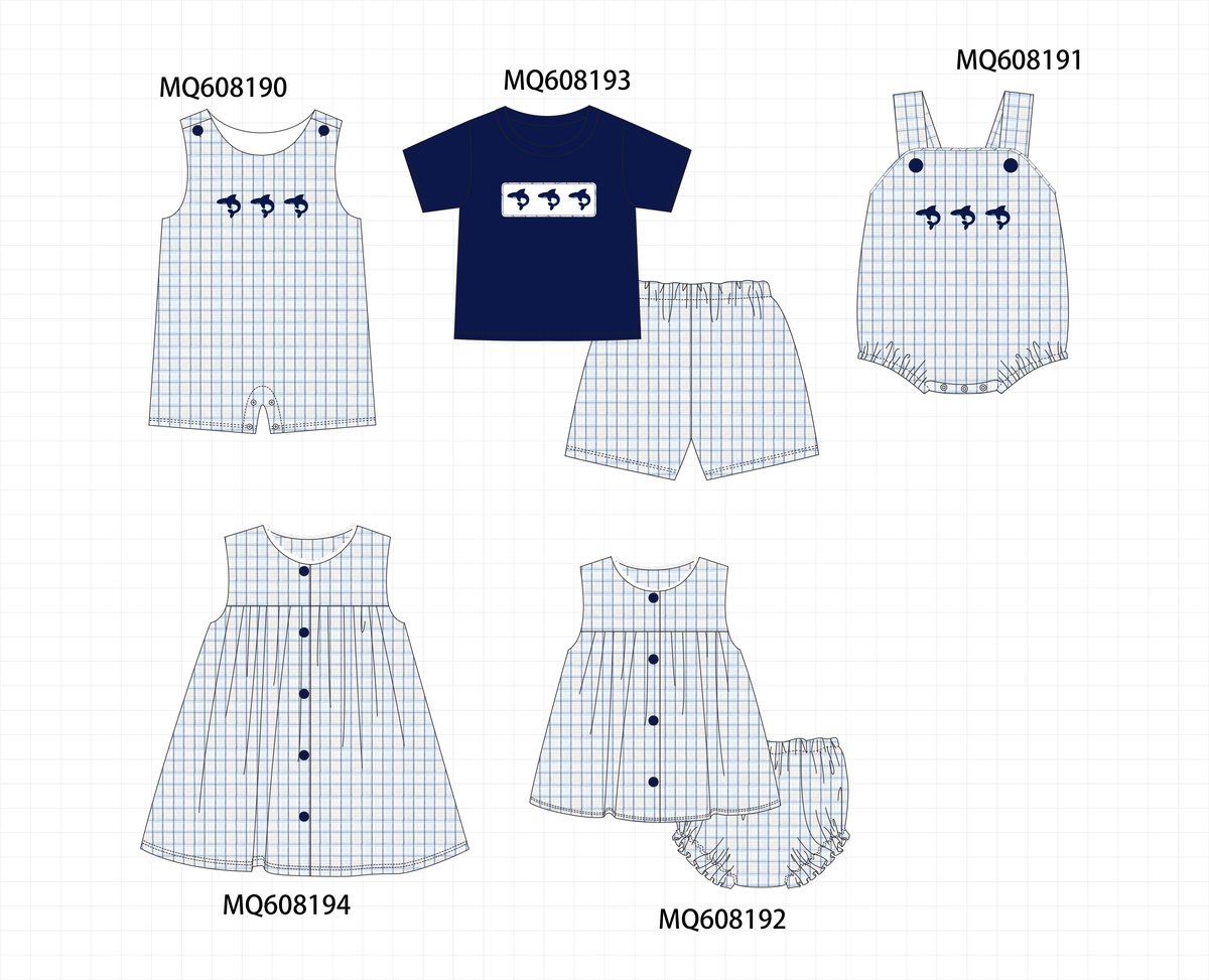ETA MARCH 2026-po103 Navy shark embroidery plaid collection
