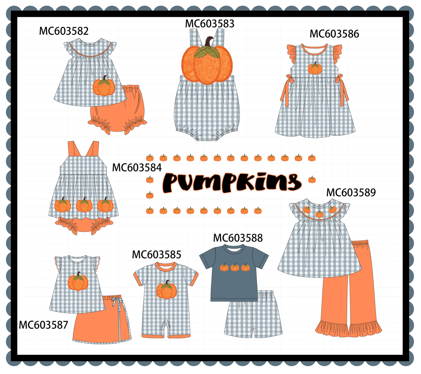 PO85 Orange pumpkin applique gingham collection - ETA  LATE AUGUST to LC