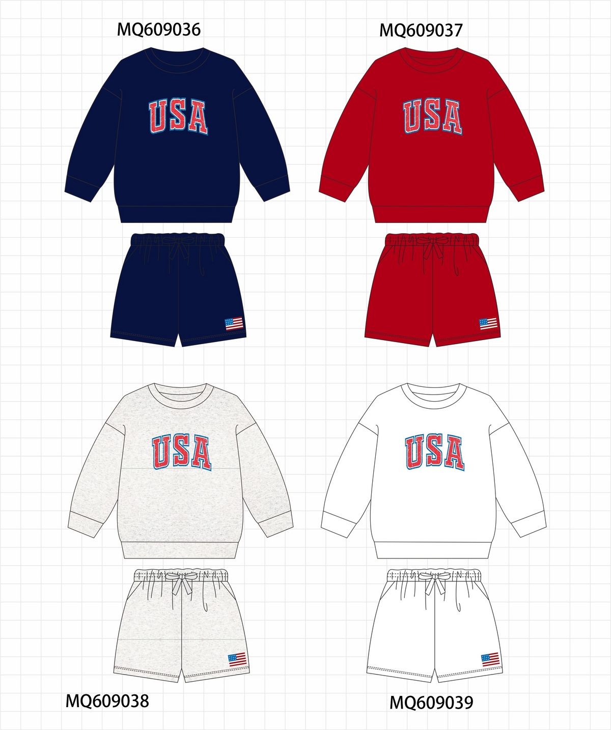PO106 Patriotic USA flag shorts set collection - ETA APRIL