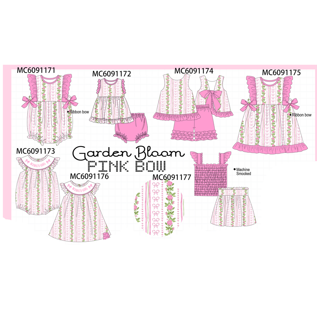 PO107 Pink MAMA'Girl embroidery floral ruffle collection  ETA MARCH
