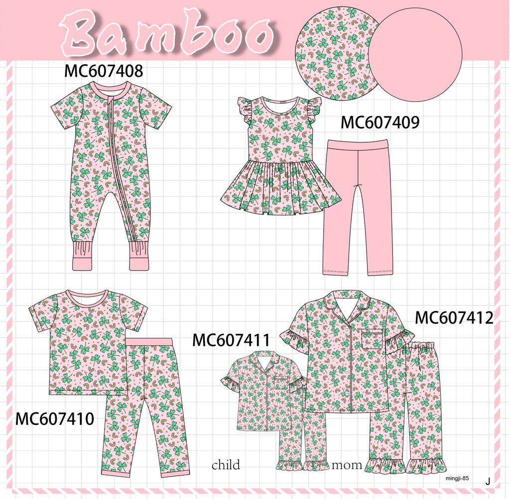 PO99 Pink St. Patrick's Day clover bamboo collection