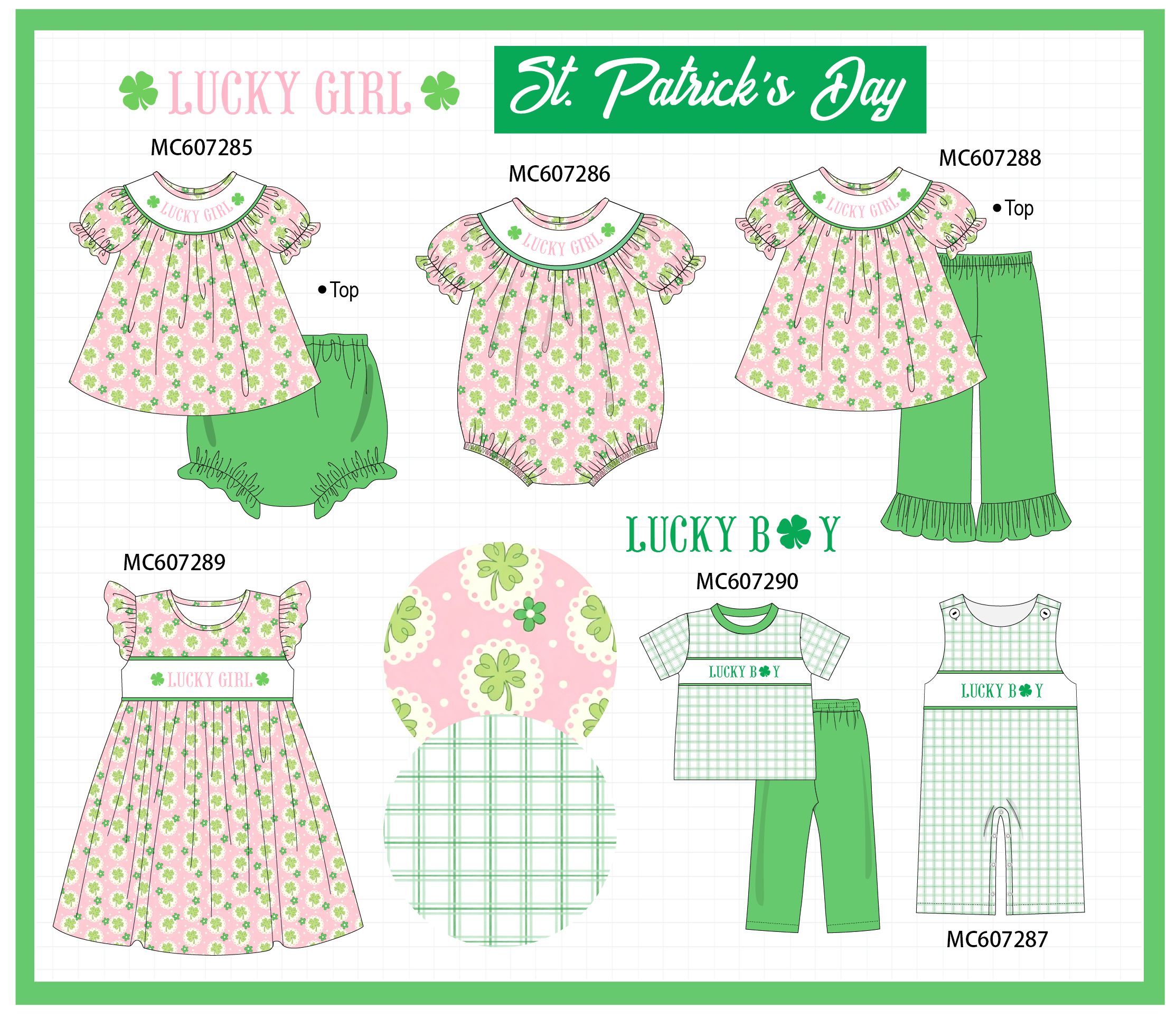 PO99 Pink St. Patrick's Day clover lucky girl embroidery collection