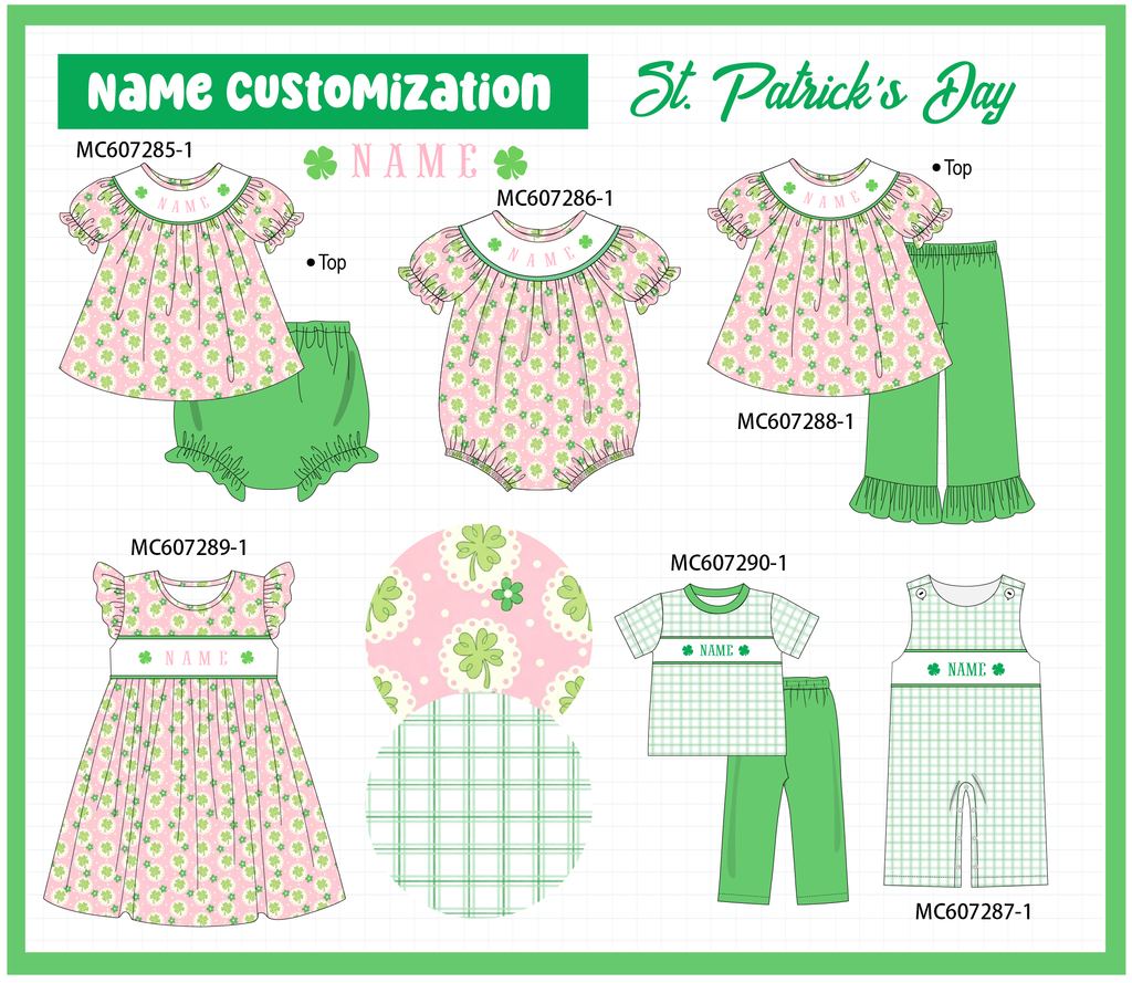 PO99 Pink St. Patrick's Day clover monogram embroidery collection