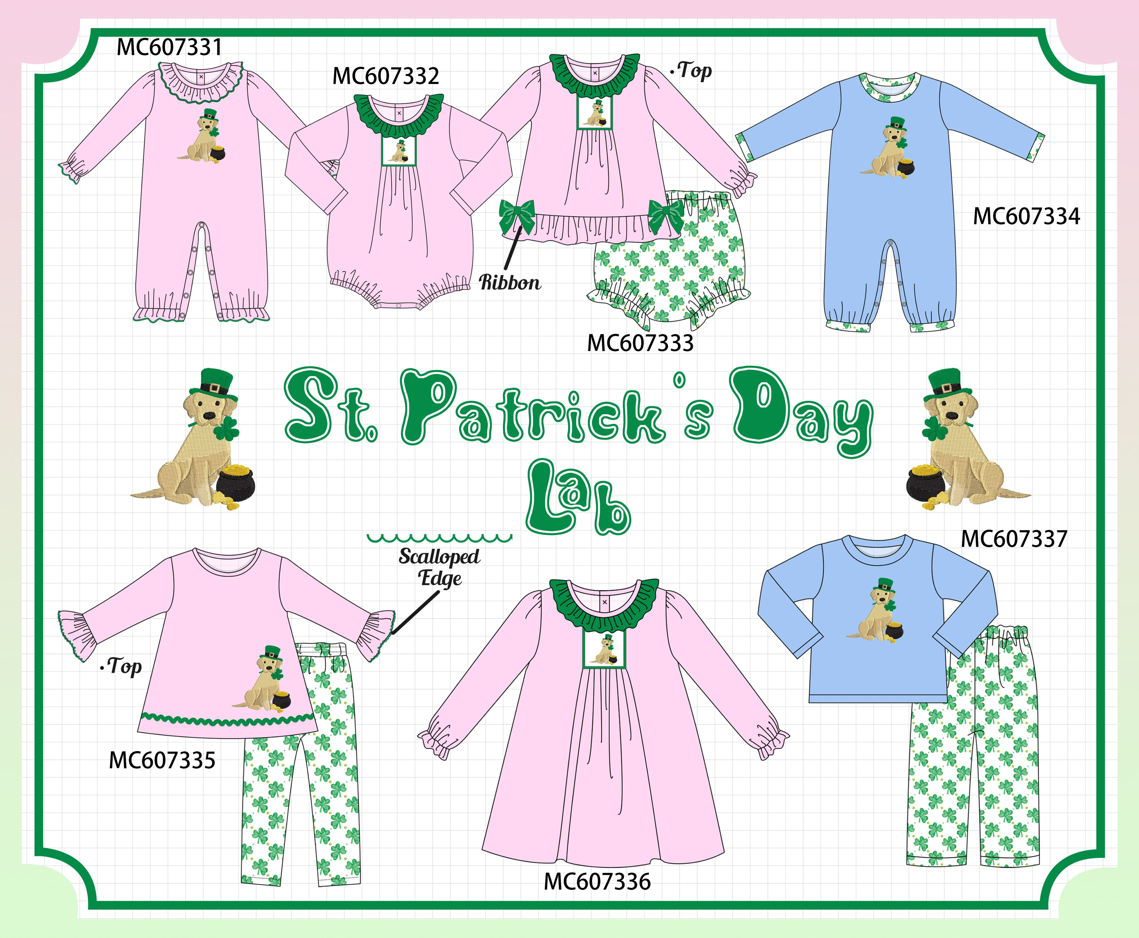 PO99 Pink St. Patrick's Day puppy clover embroidery collection