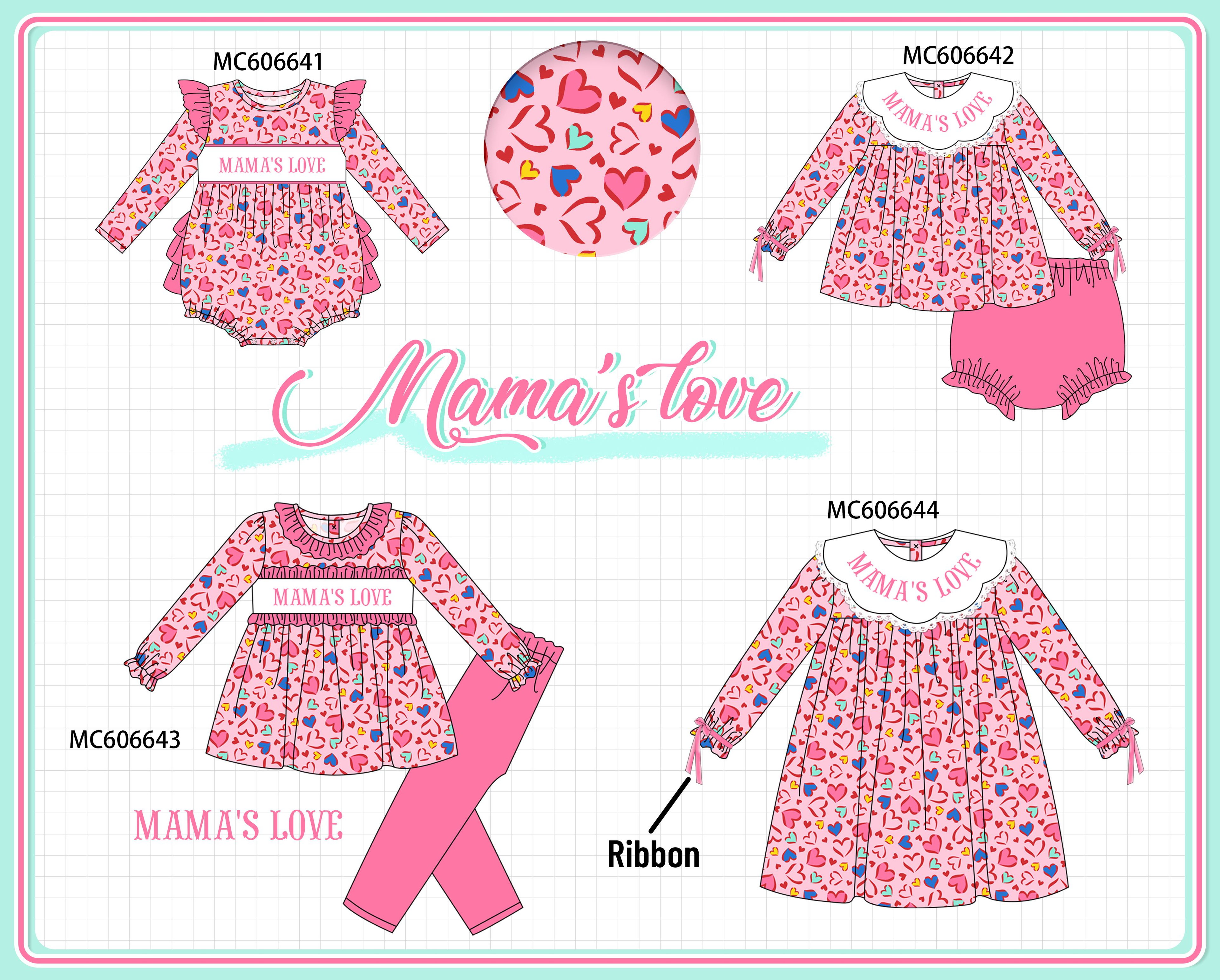PO96 Pink MAMA'S LOVE embroidery heart collection - ETA December to LC
