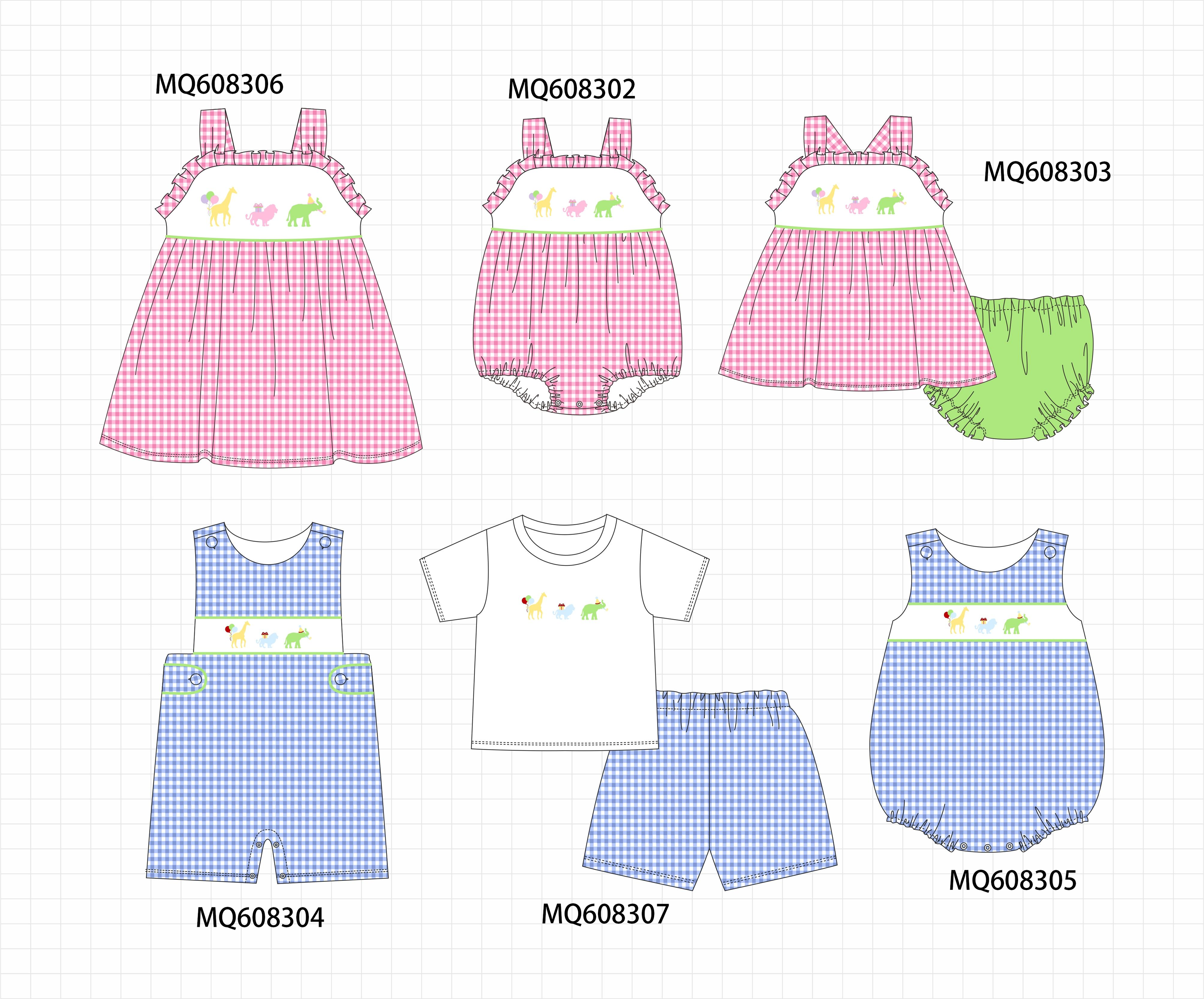 ETA MARCH 2026-po103 Pink&blue animal embroidery gingham collection