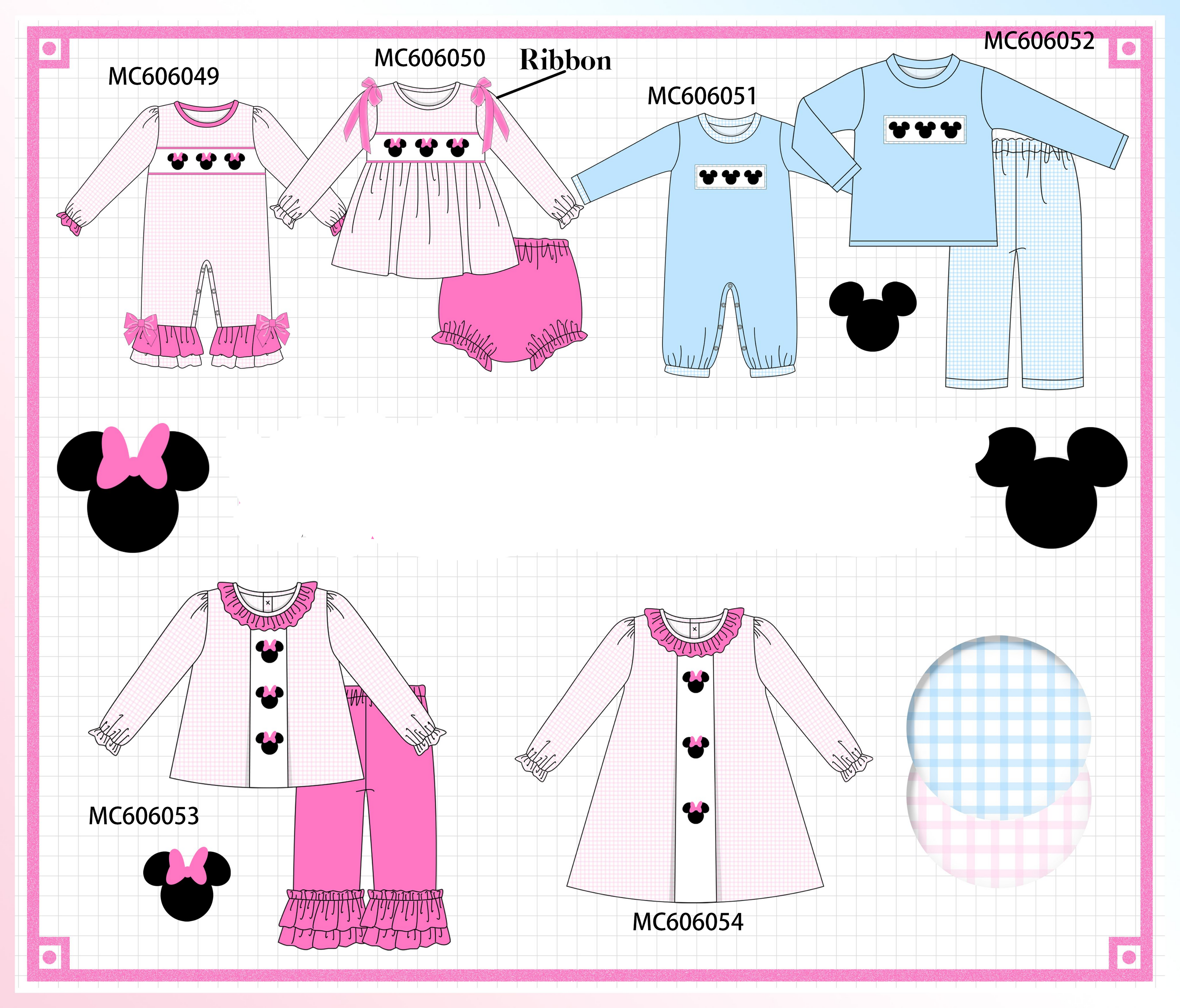 PO95 Pink&blue character embroidery gingham collection - ETA early December to LC