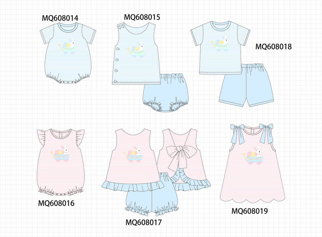 ETA MARCH 2026-po103 Pink&blue easter bunny egg applique stripe collection