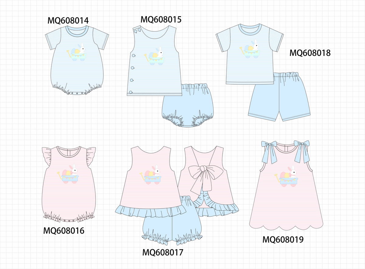 ETA MARCH 2026-po103 Pink&blue easter bunny egg applique stripe collection