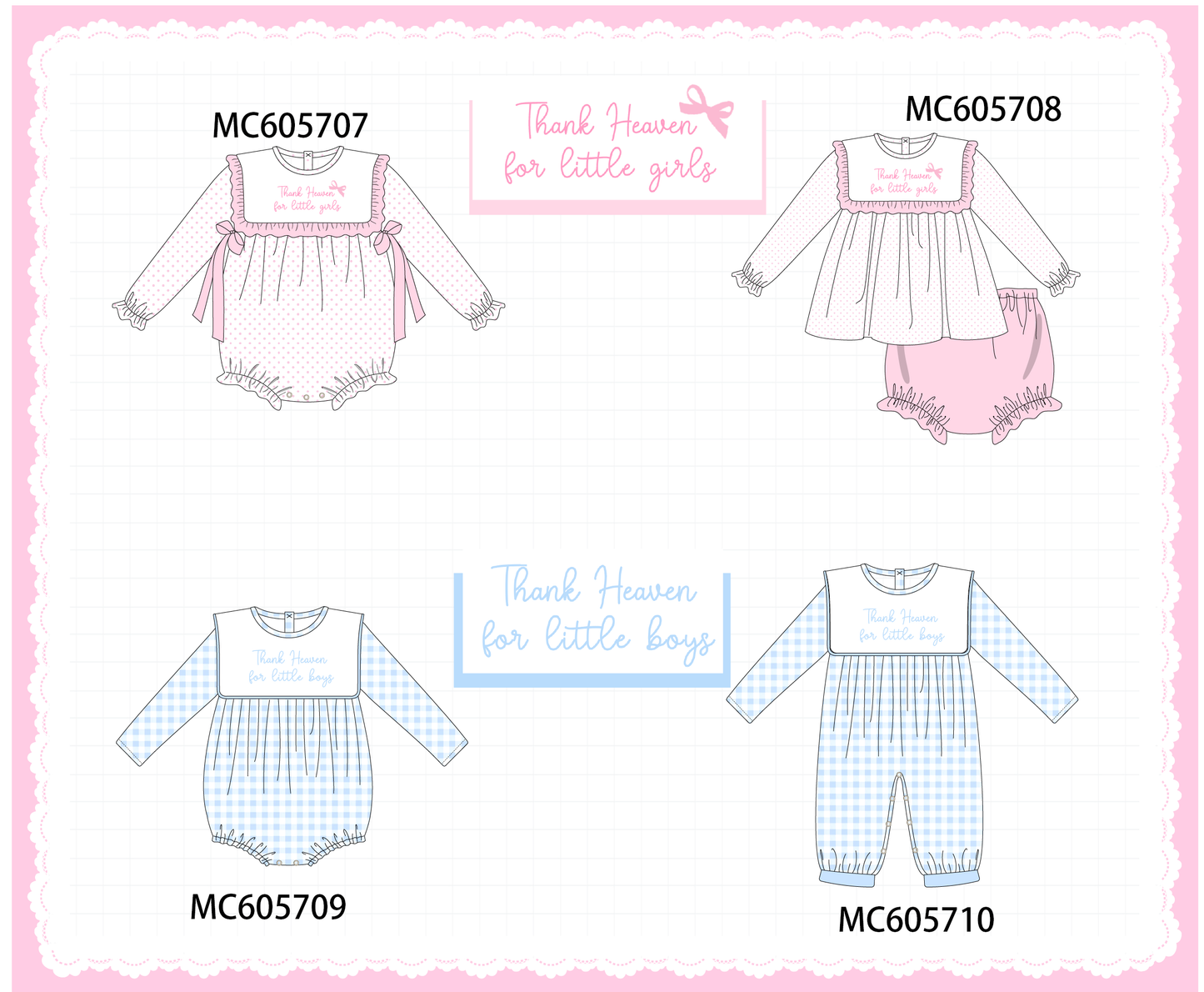 PO93 Pink&blue embroidery dot gingham collection - ETA mid-November to LC