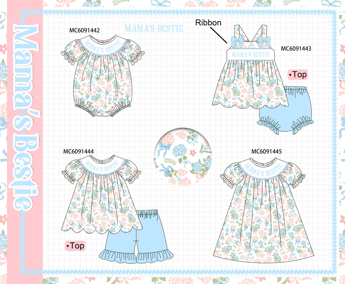 PO107 Pink&blue floral mama's bestle embroidery collection  ETA MARCH
