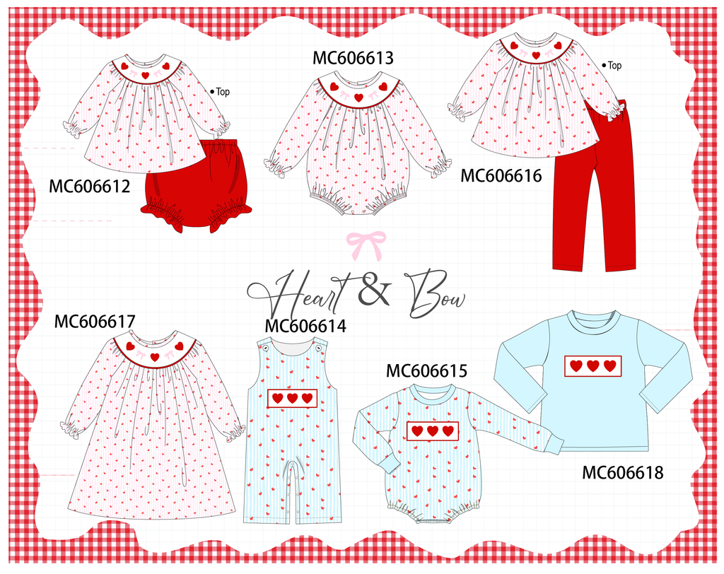 PO96 Pink&blue heart bow embroidery collection - ETA December to LC