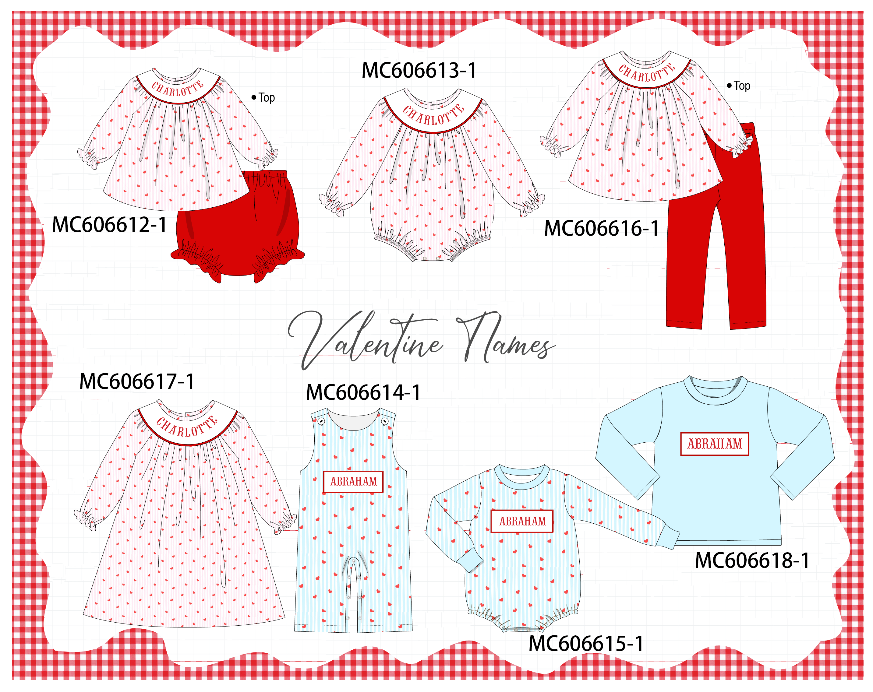 PO96 Pink&blue heart monogram embroidery collection - ETA December to LC