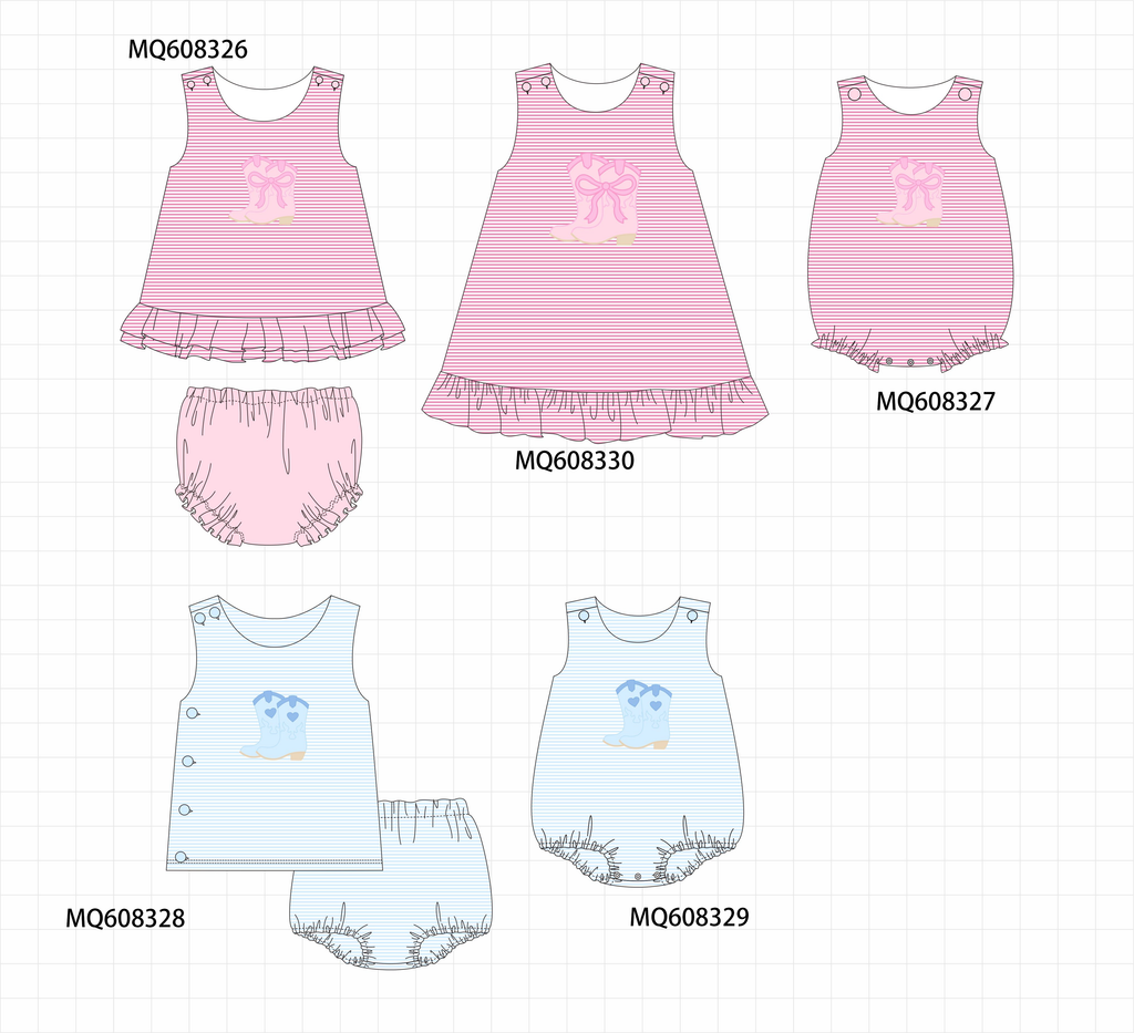 ETA MARCH 2026-po103 Pink&blue stripe boots applique collection