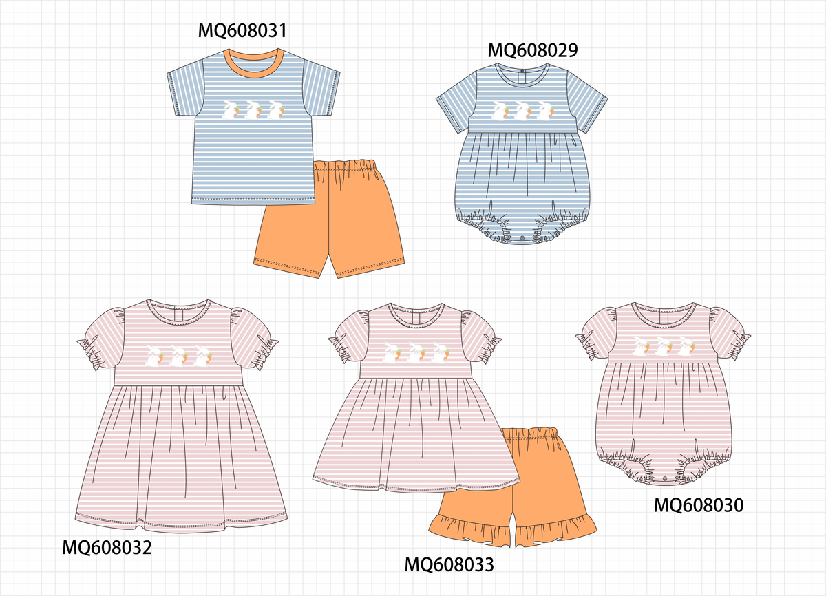ETA MARCH 2026-po103 Pink&blue stripe easter bunny carrot embroidery collection