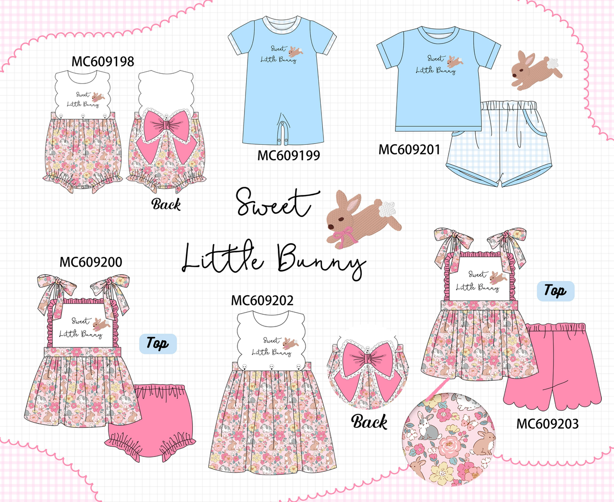ETA MARCH 2026-po104 Pink&blue sweet little bunny embroidery floral collection