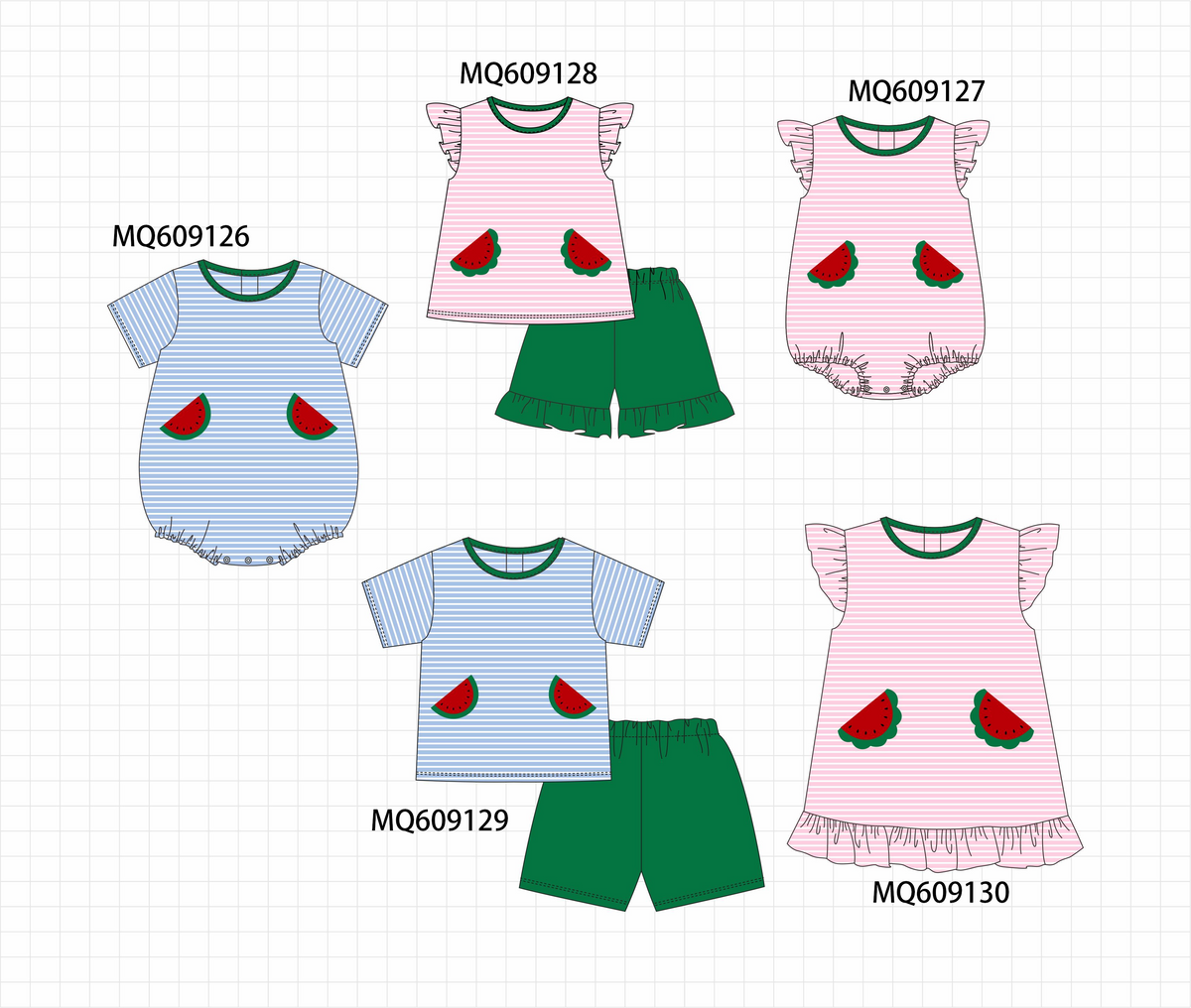 PO106 Pink&blue watermelon applique collection - ETA APRIL