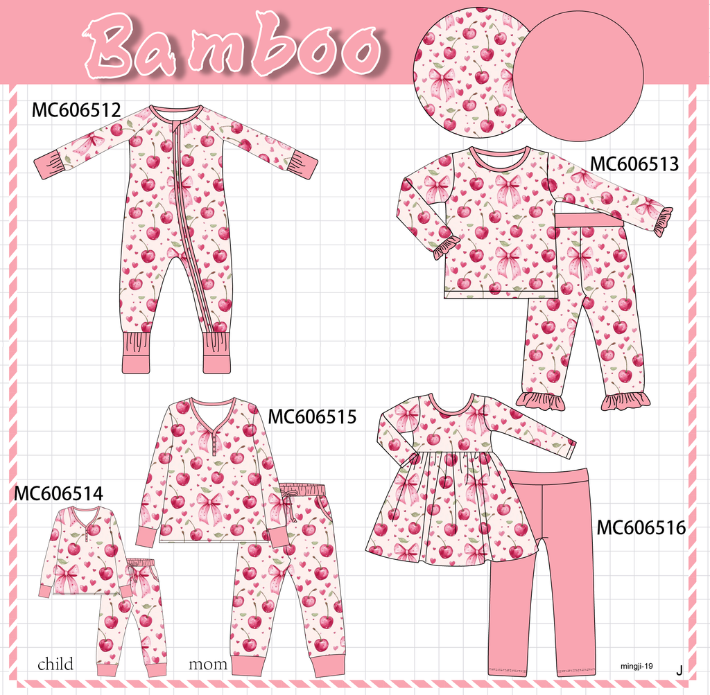 PO96 Pink cherry print bamboo collection - ETA December to LC