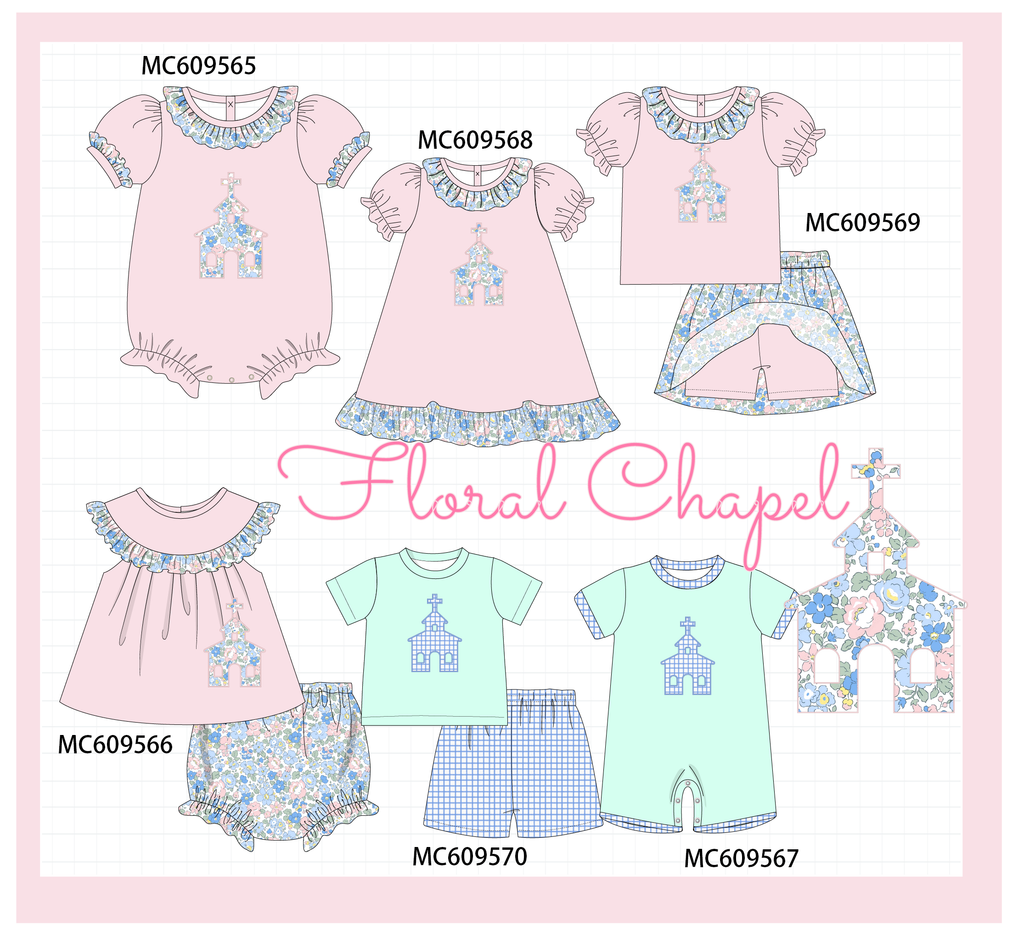 ETA MARCH 2026-po104 Pink&green castle applique floral collection