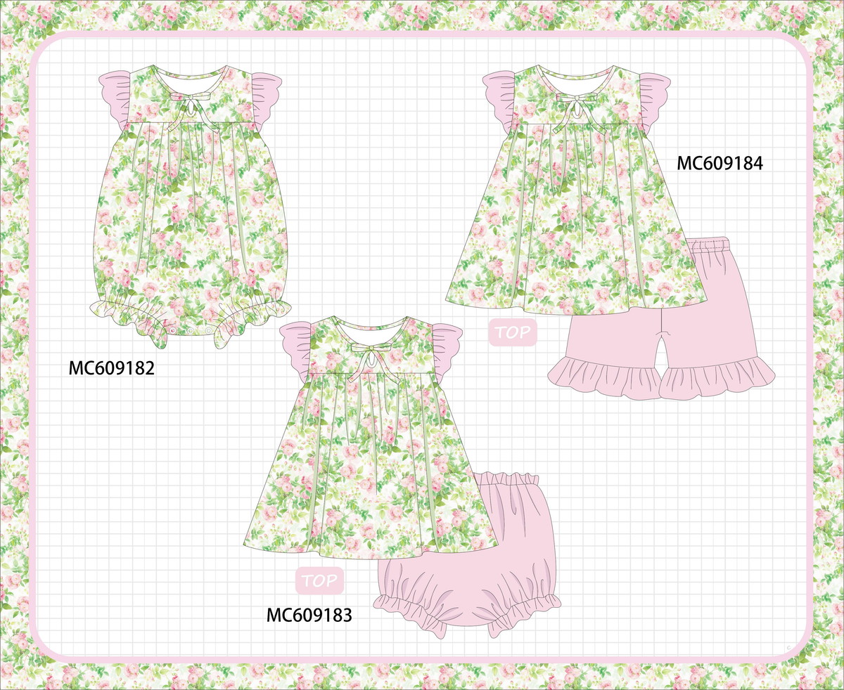 ETA MARCH 2026-po104 Pink&green floral ruffle collection