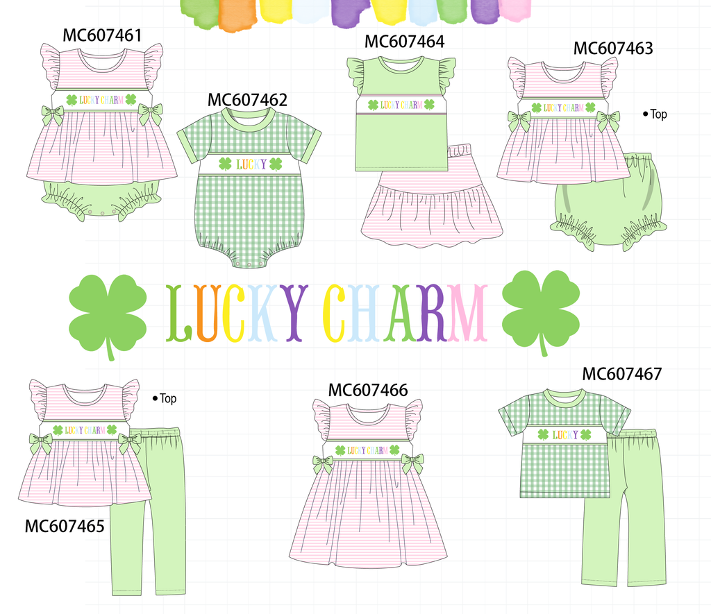 PO99 Pink&green lucky charm embroidery collection