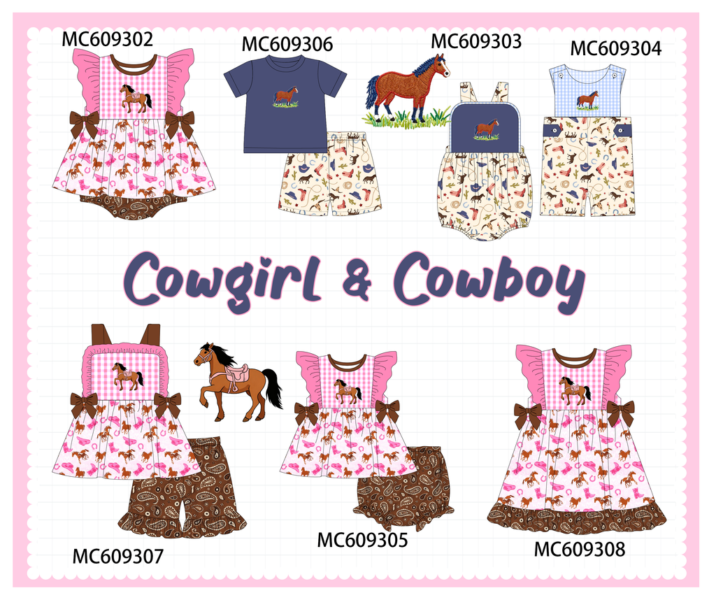 ETA MARCH 2026-po104 Pink&navy horse embroidery cowboy collection