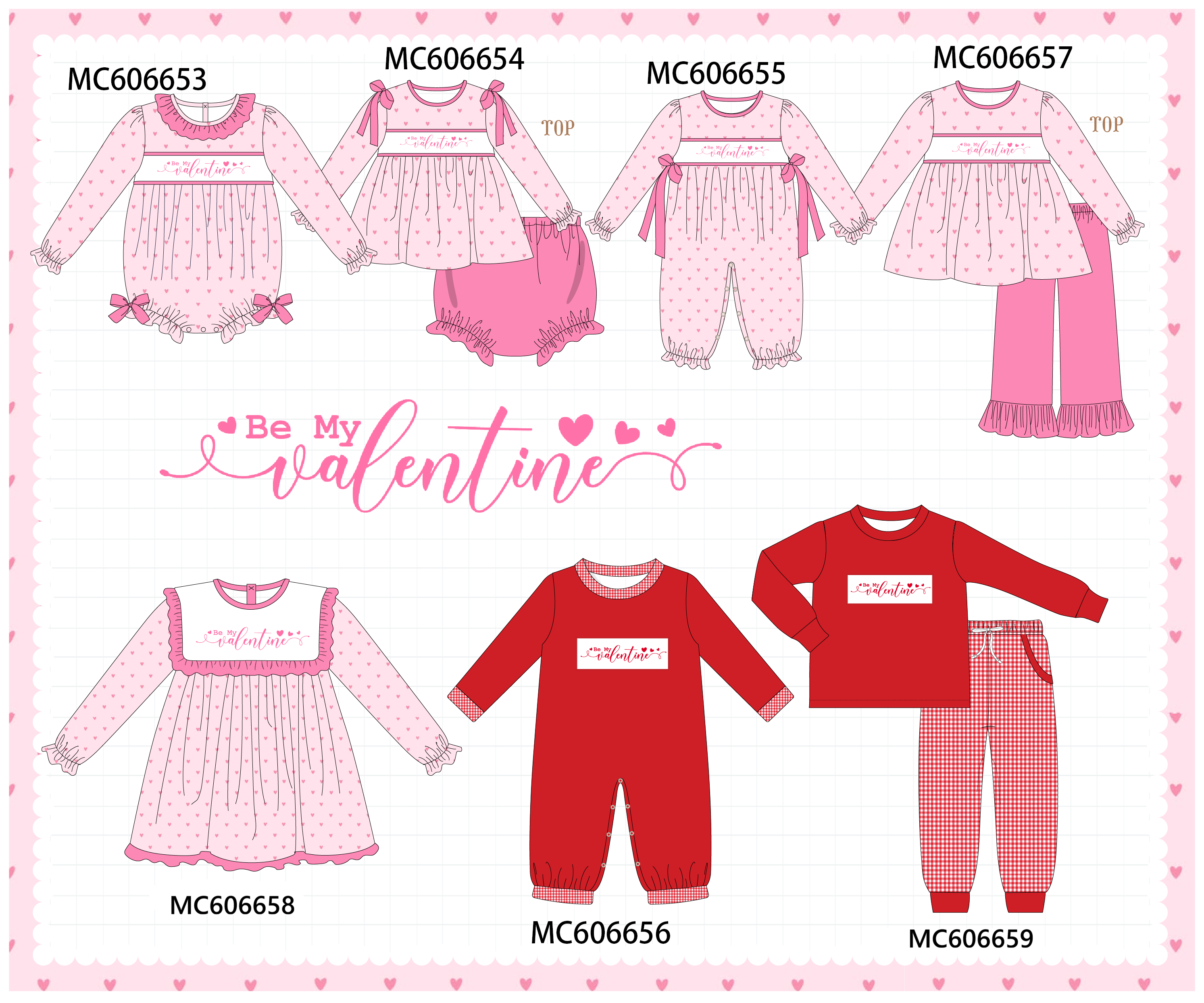PO96 Pink&red be my valentine embroidery heart collection - ETA December to LC