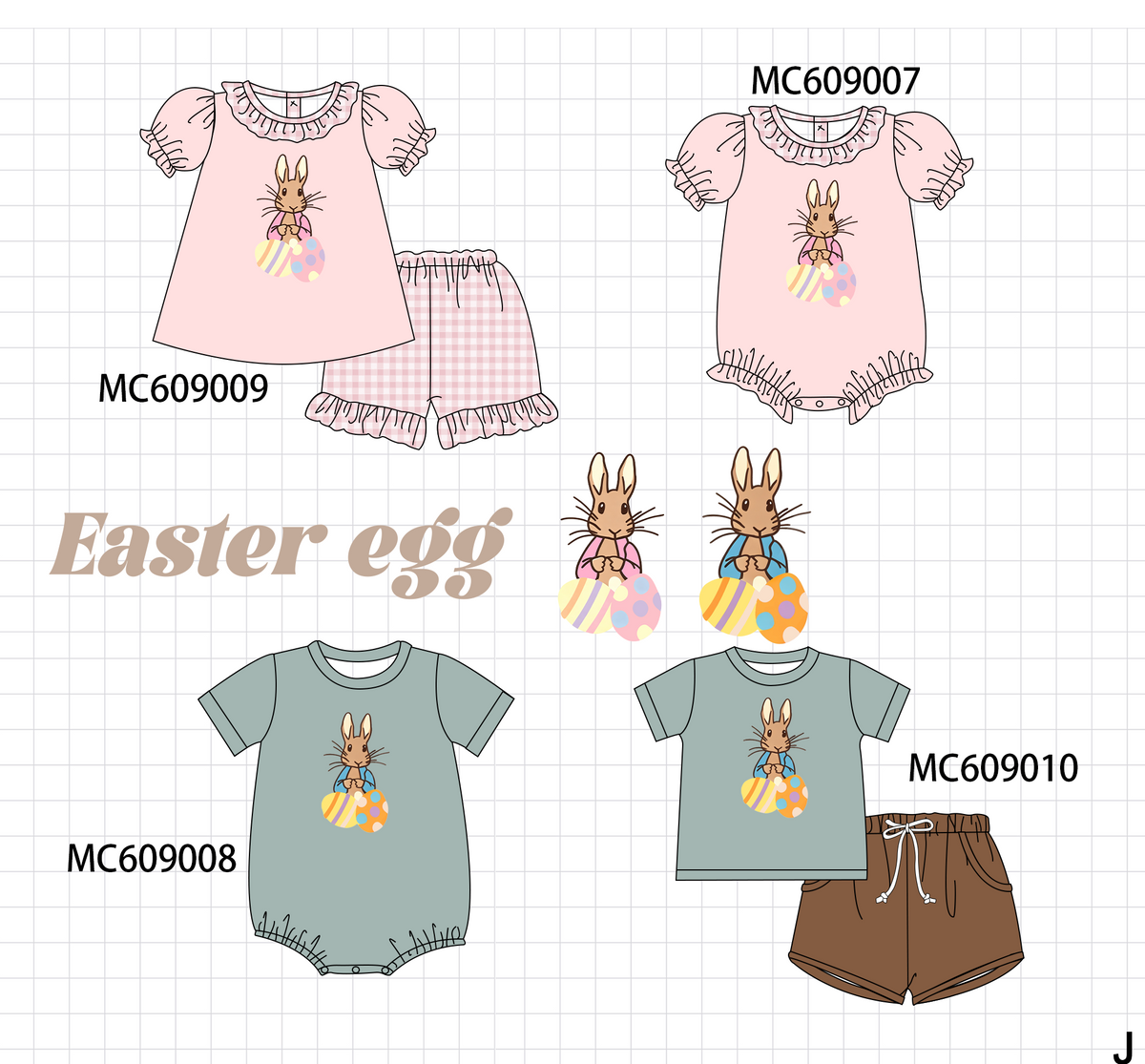 ETA MARCH 2026-po104 Pink&sage easter bunny egg embroidery collection