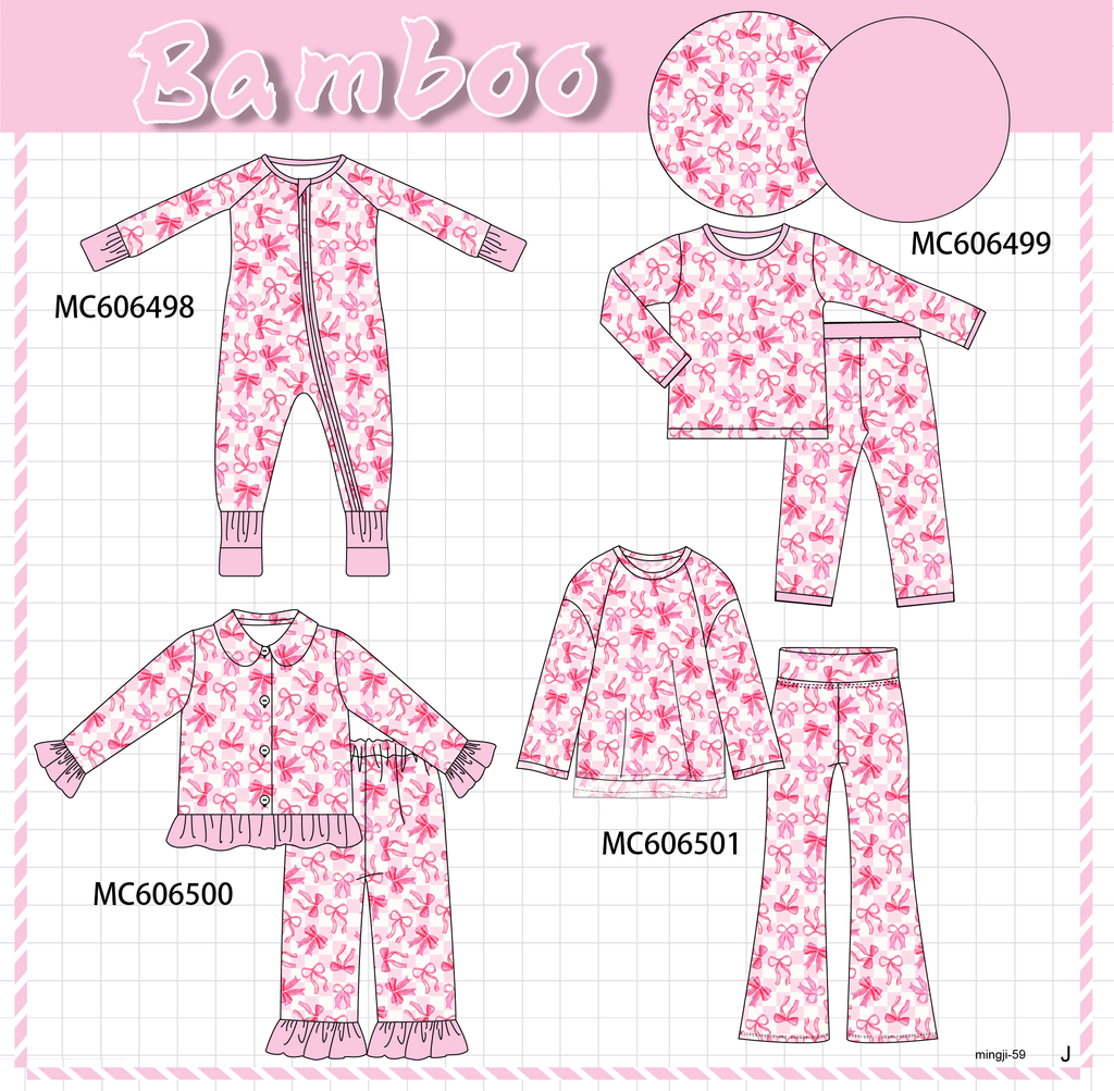 PO96 Pink bow checkered bamboo collection - ETA December to LC