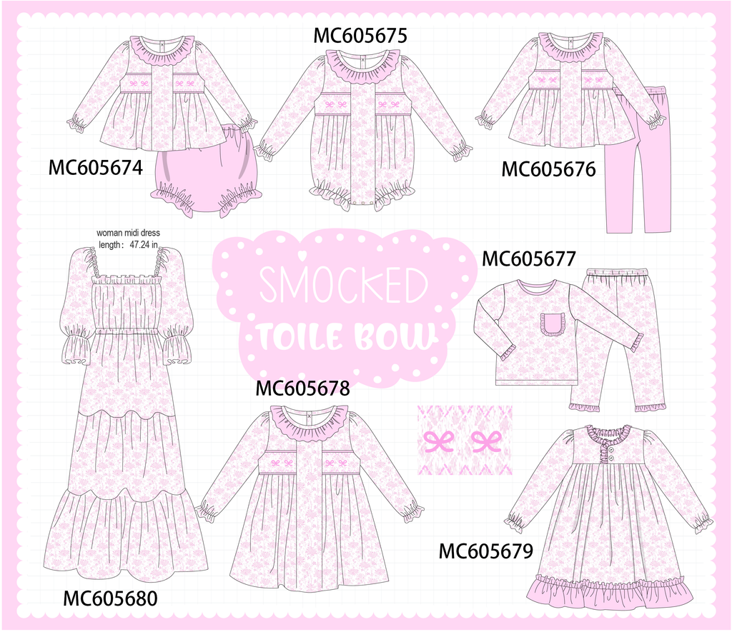 PO95 Pink bow smocked ruffle collection - ETA early December to LC