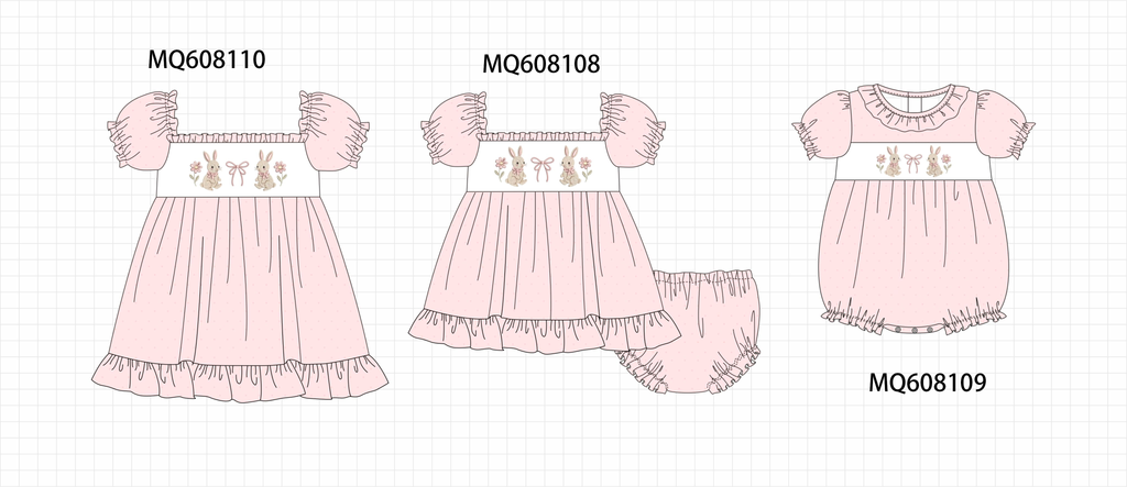 ETA MARCH 2026-po103 Pink bunny bow floral embroidery dot collection