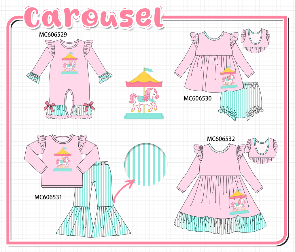 PO96 Pink carousel applique stripe collection - ETA December to LC