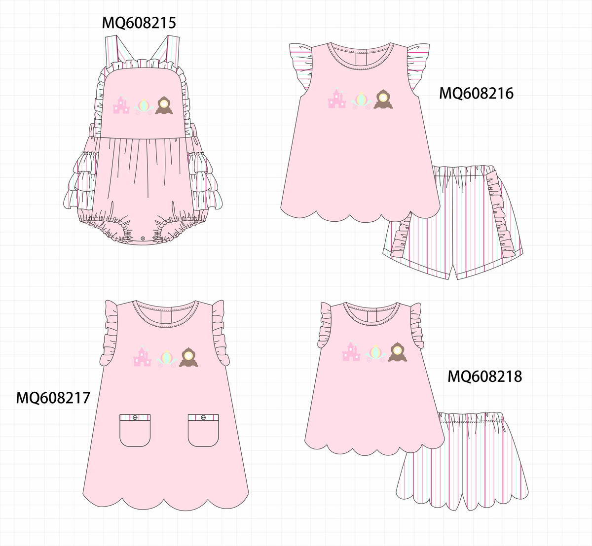 ETA MARCH 2026-po103 Pink castle embroidery ruffle collection